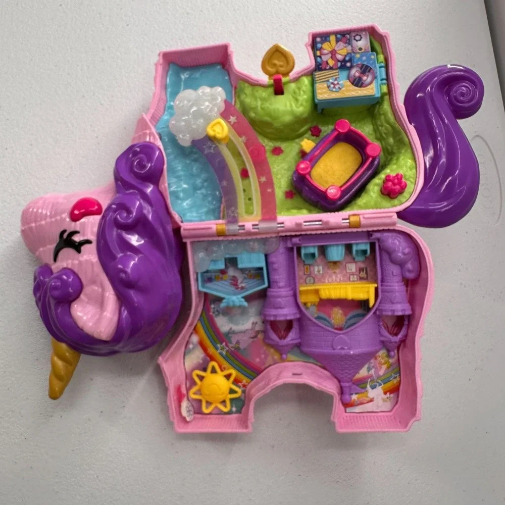 Mattel Polly Pocket Unicorn & Cat‎ Purse Playset Bundle Interactive Party Toys
